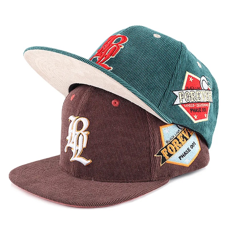 Custom Mens κέντημα 5 πάνελ snapback καπέλα Corpuroy καπέλα