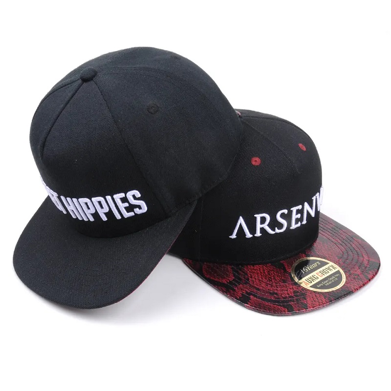 Χονδρικό σχέδιο Street Dance Hip Hop Flat Bill Custom Hats Κέντημα Black Snapback
