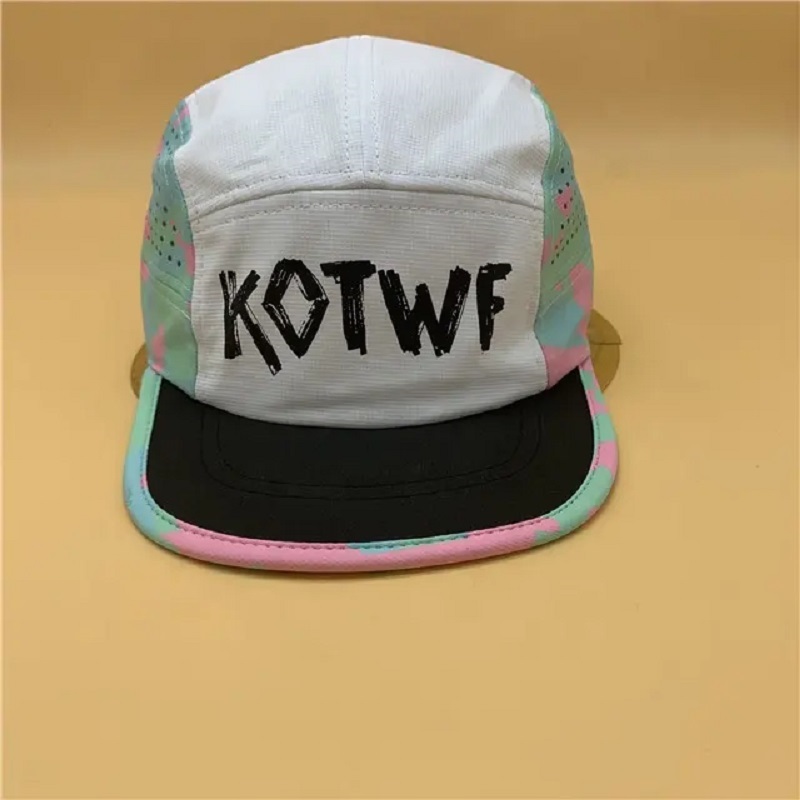 Flat Brim Sports Cap Laser Cut Cap Breathable Rapped Nylon Flat Running Hat Dri-Fit Snapback Cap